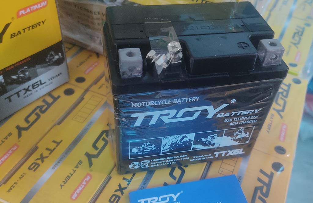 Ắc quy xe máy TROY BATTERY, TTX6L, 12V, 5Ah