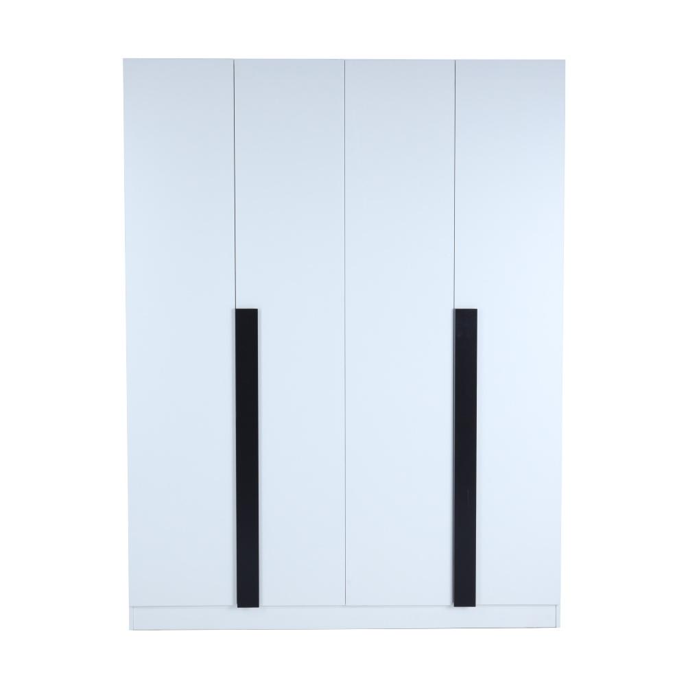 Tủ quần áo gỗ 4 cánh PIANO/P tích hợp nhiều kệ đựng đồ, màu trắng sang trọng
