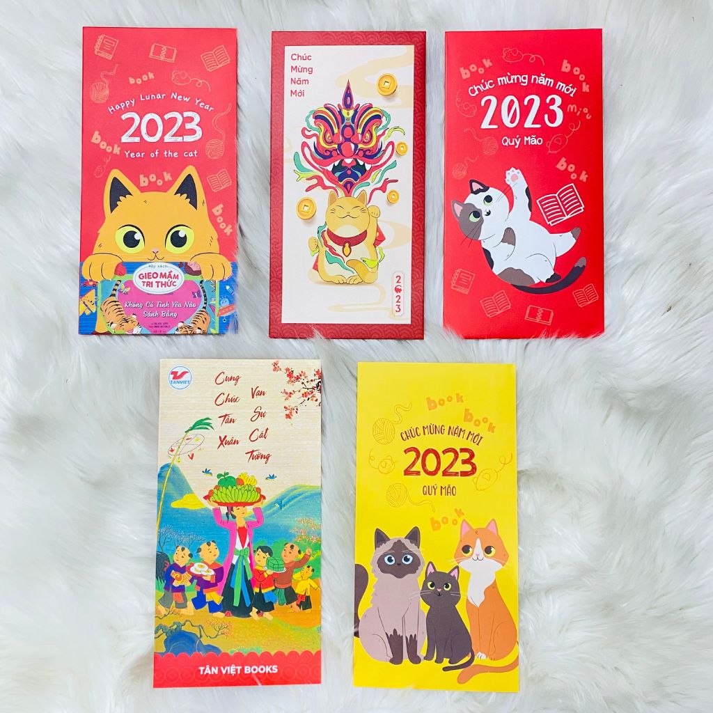 [GIFT] Set 5 phong bao lì xì Tết Quý Mão 2023 do Tân Việt Books thiết kế độc quyền