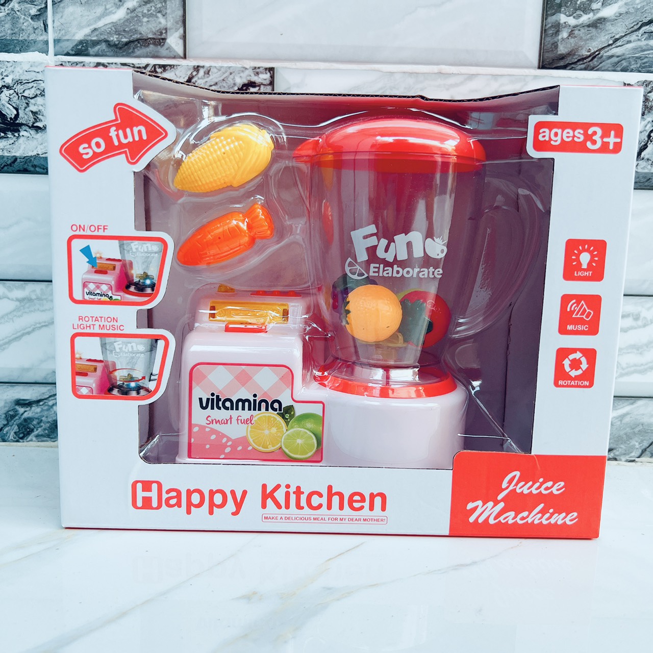Đồ chơi máy xay sinh tố 5542 kèm trái cây cho bé, đồ chơi nhập vai sử dụng pin gồm 2 màu xanh đỏ - Quà tặng kỹ năng cho bé