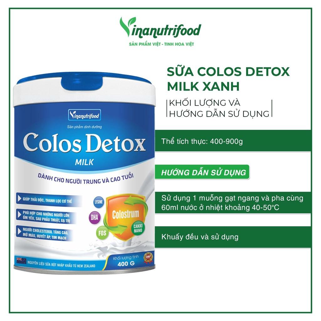 Sữa Colos Detox Milk xanh Vinanutrifood, hộp 900g và 400g