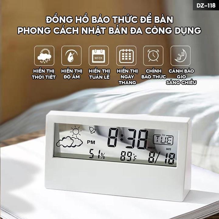 Đồng Hồ Báo Thức Mặt Trong Suốt Tích Hợp Nhiệt Kế Và Ngày Tháng Nhiều Màu DZ-119