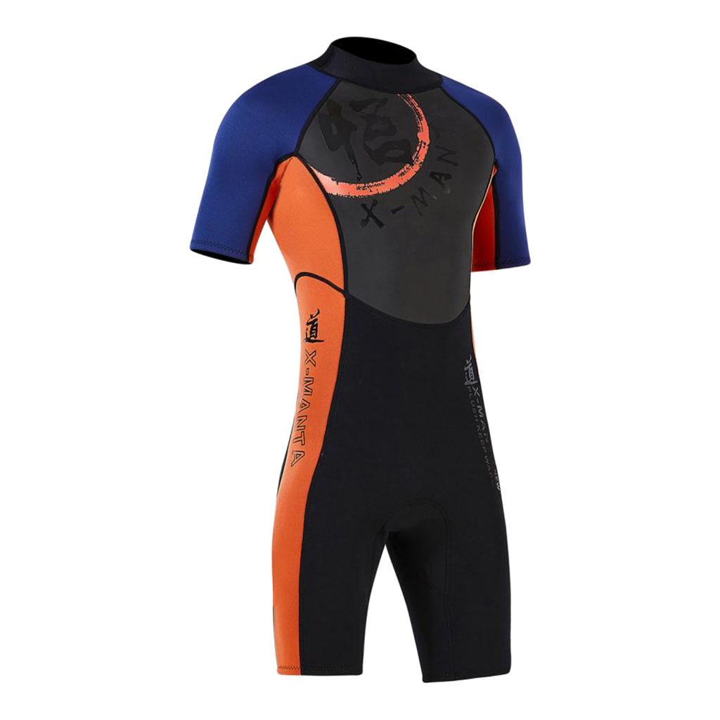 Men 1.5mm Diving Wetsuit One-Piece Short Sleeve Wet Suit Jumpsuit Shorts