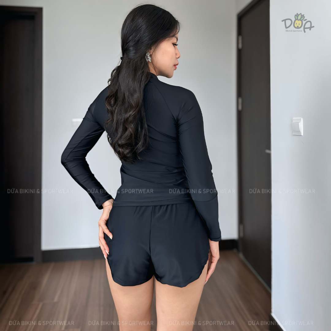 Clamfit Bikini | Đồ bơi nữ hai mảnh tay dài quần đùi năng động - Áo lẻ | DỨA BIKINI &amp;SPORTWEAR