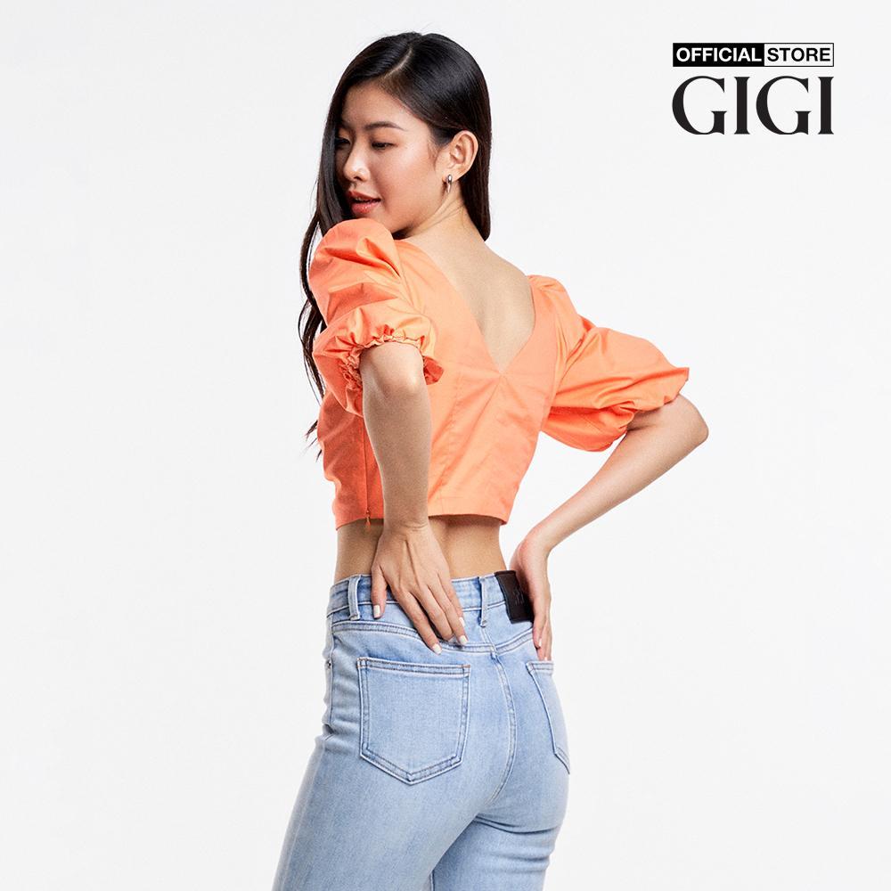 GIGI - Áo croptop nữ cổ V tay ngắn trẻ trung G1110T232203