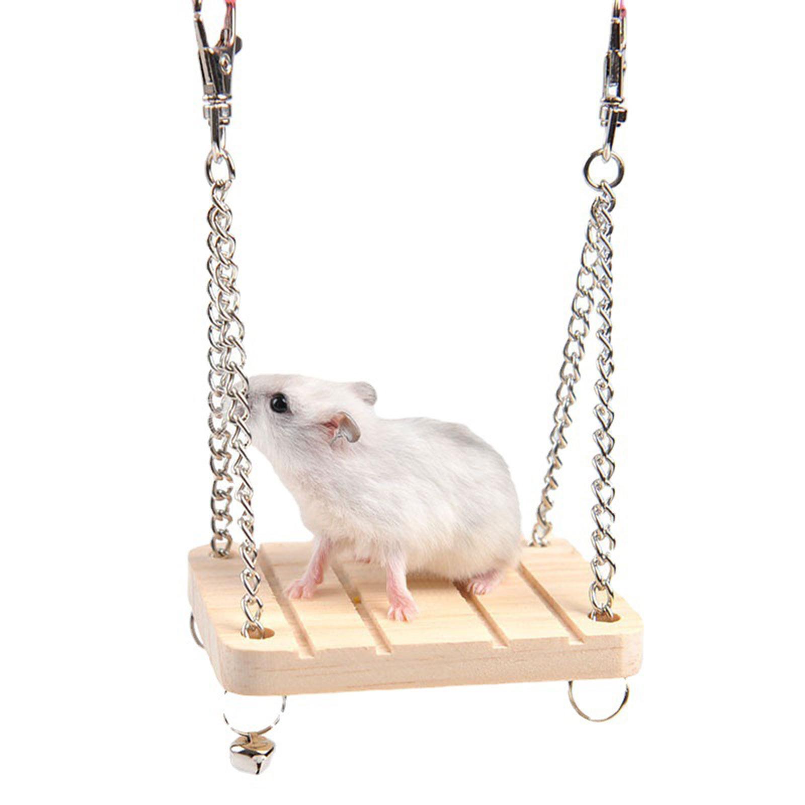 Hamster Hanging Swing Bed Wooden Accessories Exercises Play Toy for Gerbil Rats