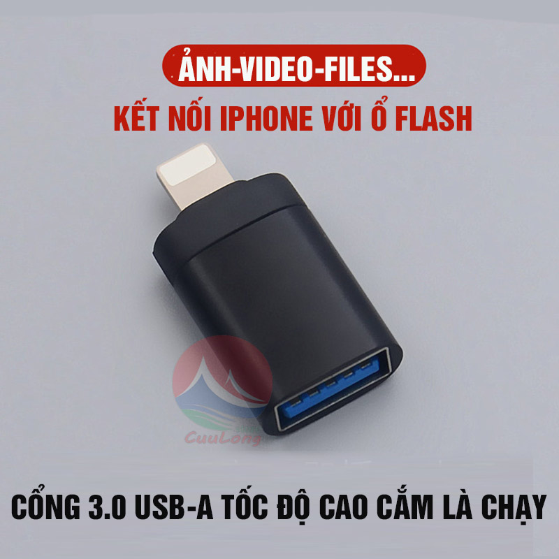 OTG Chuyển Đổi Lightning USB 3.0 Cho iOS, Đọc Ổ Đĩa USB kết nối chuột bàn phím máy ảnh đàn piano, Cáp Lightnin to USB OTG, Jack chuyển Chân Lightnin sang USB