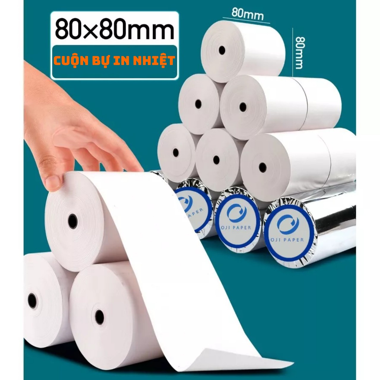 50 cuộn giấy in nhiệt k80x80m, giấy in bill, in hóa đơn Ocha