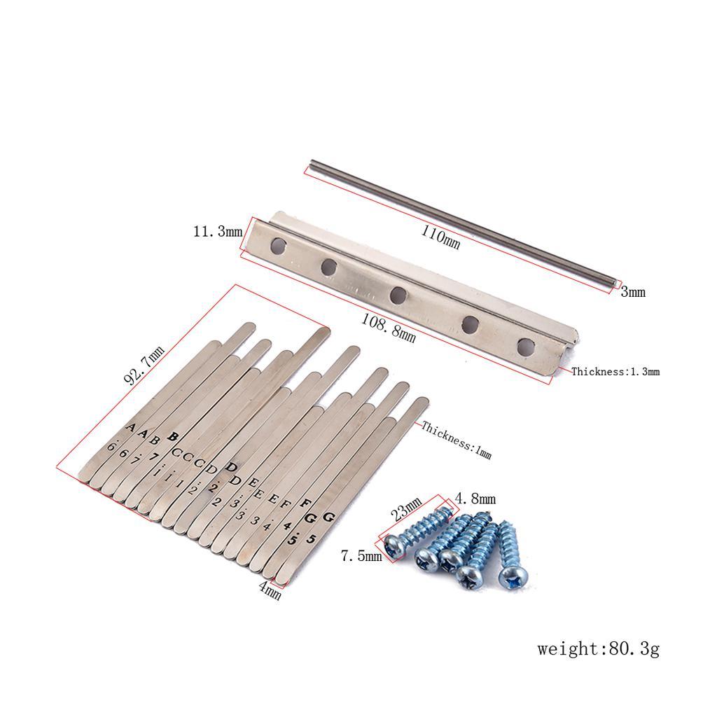 Replacement Kalimba Thumb Piano Steel Keys For 17 Key African Kalimba