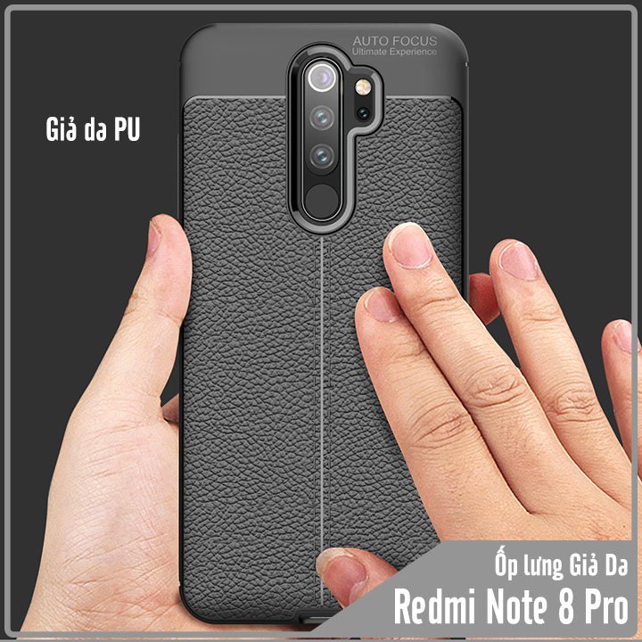 Ốp lưng cho Xiaomi Redmi Note 8 Pro Giả da chống sốc Auto Focus