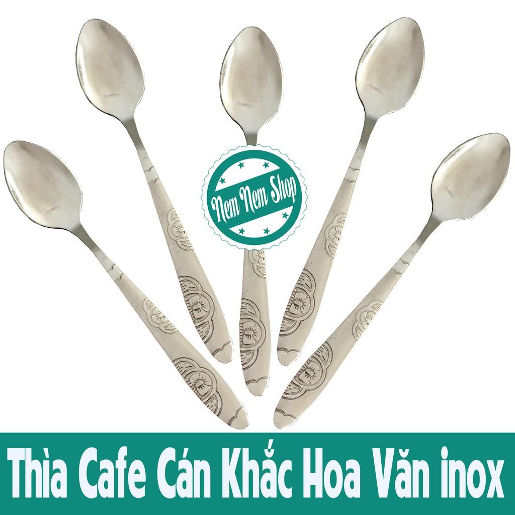 Thìa cafe inox khắc hoa văn cực đẹp, cực bền