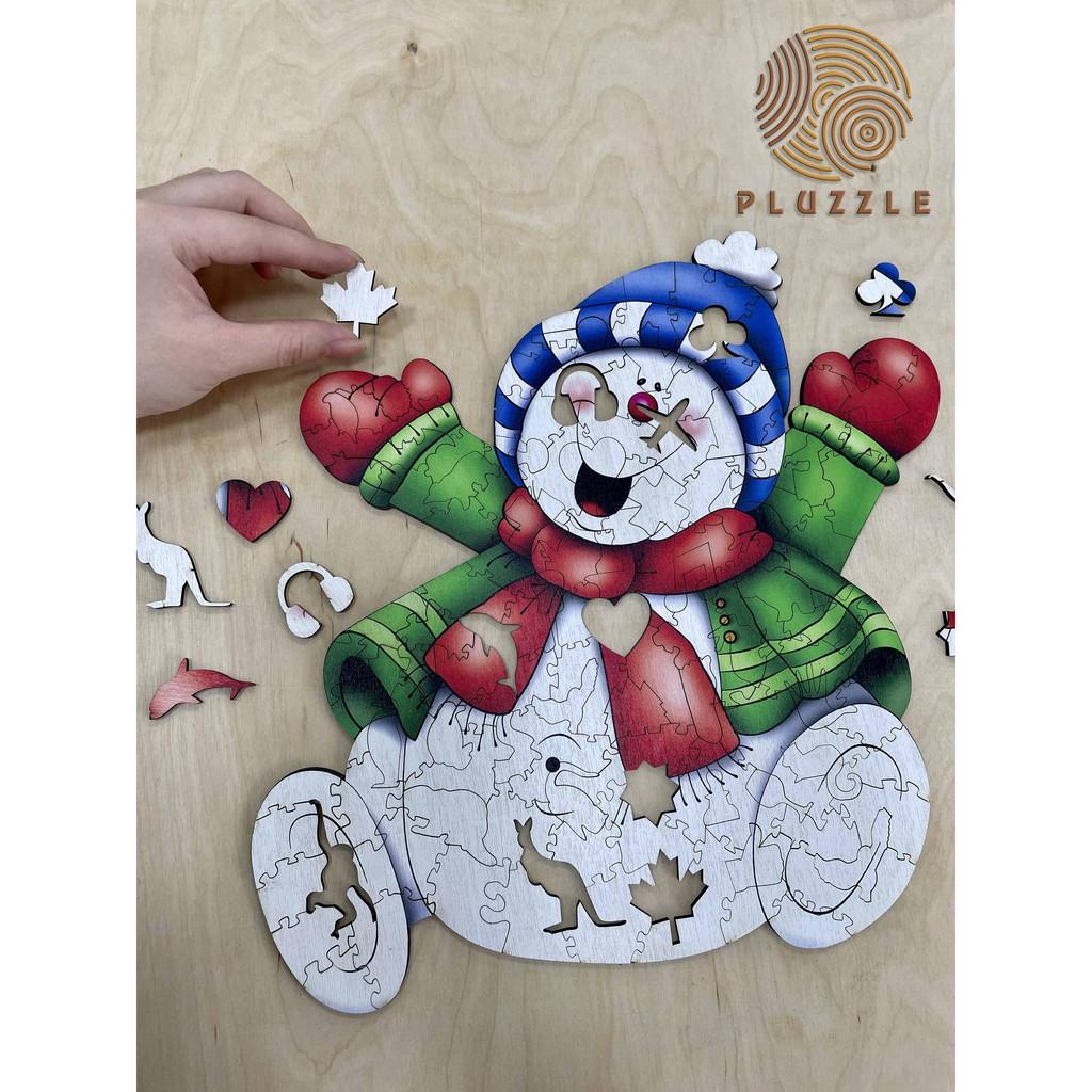 Puzzle Đồ chơi Bộ xếp hình gỗ con vật độc đáo dành cho trẻ em và người lớn PLUZZLE - Người tuyết – PZ035