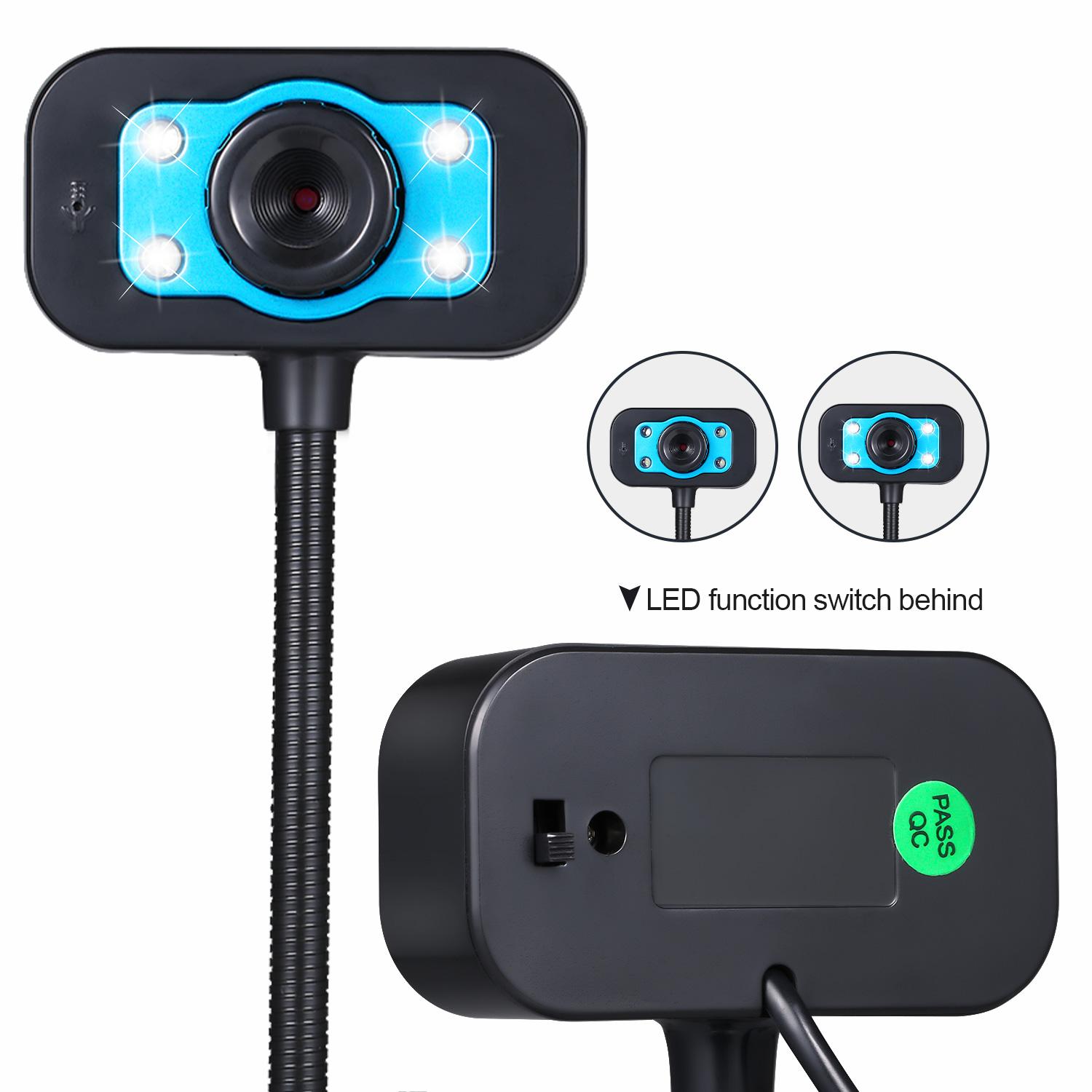 USB Webcam Máy tính để bàn Máy tính PC Video với Micrô Ống linh hoạt 4 L-ED Night V-ision Camera