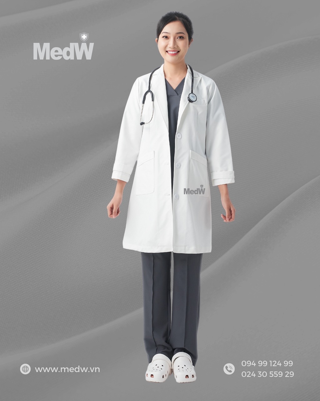 MedW Venus Lab Coat (Nữ) Áo Blouse Bác Sĩ Thẩm Mỹ Da Liễu Nha Khoa, Chuyên Gia Dinh Dưỡng, Sản Nhi Trang Phục Y Tế Phòng Khám Bệnh Viện Chuyên Khoa Đa Khoa