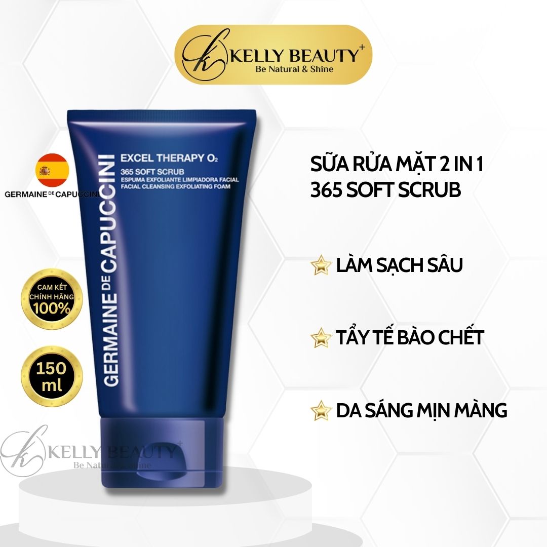 Sữa Rửa Mặt Kết Hợp Tẩy Tế Bào Chết Germaine Excel Therapy O2 365 Soft Scrub | Kelly Beauty