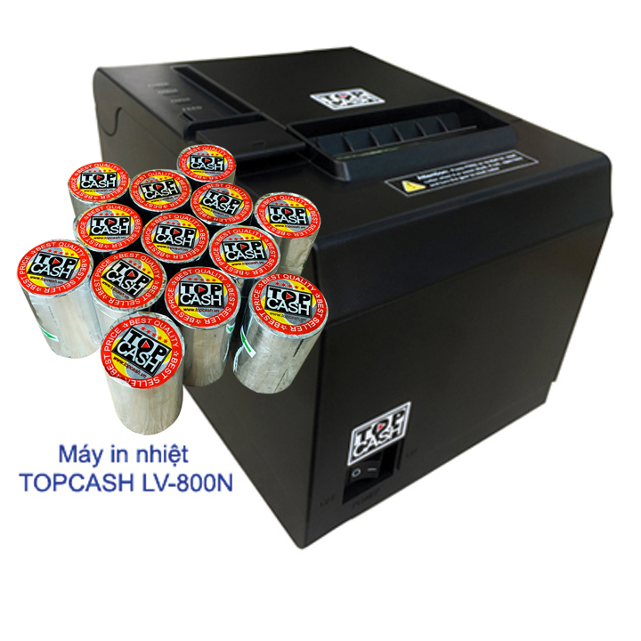 10 cuộn giấy in nhiệt, in bill, in hóa đơn TOPCASH K80mm phi 45mm dùng cho máy in nhiệt in hóa đơn, máy tính tiền. Hàng chính hãng