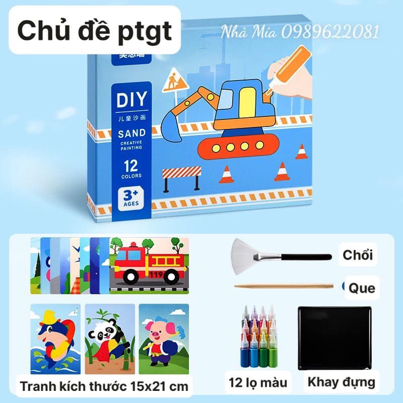 BỘ 16 BỨC TRANH TÔ MÀU CÁT NHIỀU CHỦ ĐỀ ĐÁNG YÊU CHO BÉ