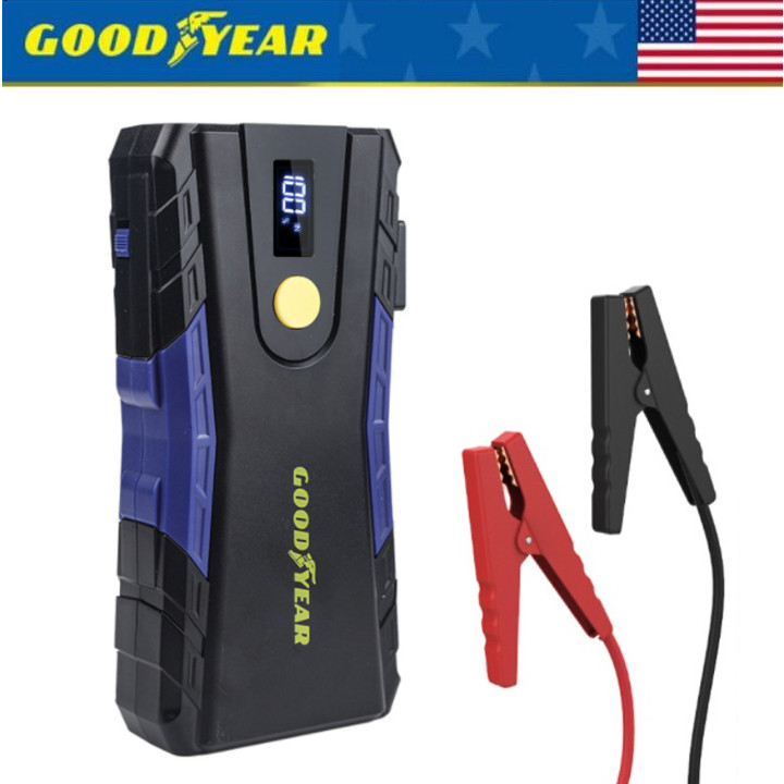 Bộ kích ắc quy ô tô, kiêm pin sạc dự phòng nhãn hiệu Goodyear GY-5229 dung lượng 12000 mAh tích hợp hai cổng USB và 1 cổng Type-C - Hàng Nhập Khẩu