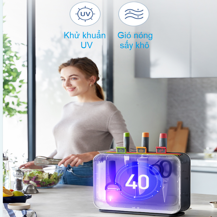 Bộ Dao Thớt Khử Khuẩn UV Và Sấy Khô 65ºC Morphy Richards MR1002 Thế Hệ Thứ 3 - Công suất: 130W - HÀNG NHẬP KHẨU