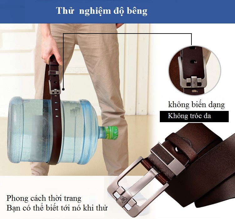 Thắt Lưng Da Bò Phối Khóa Inox 304 Chống Dị Ứng Thời Trang Cho Nam C03