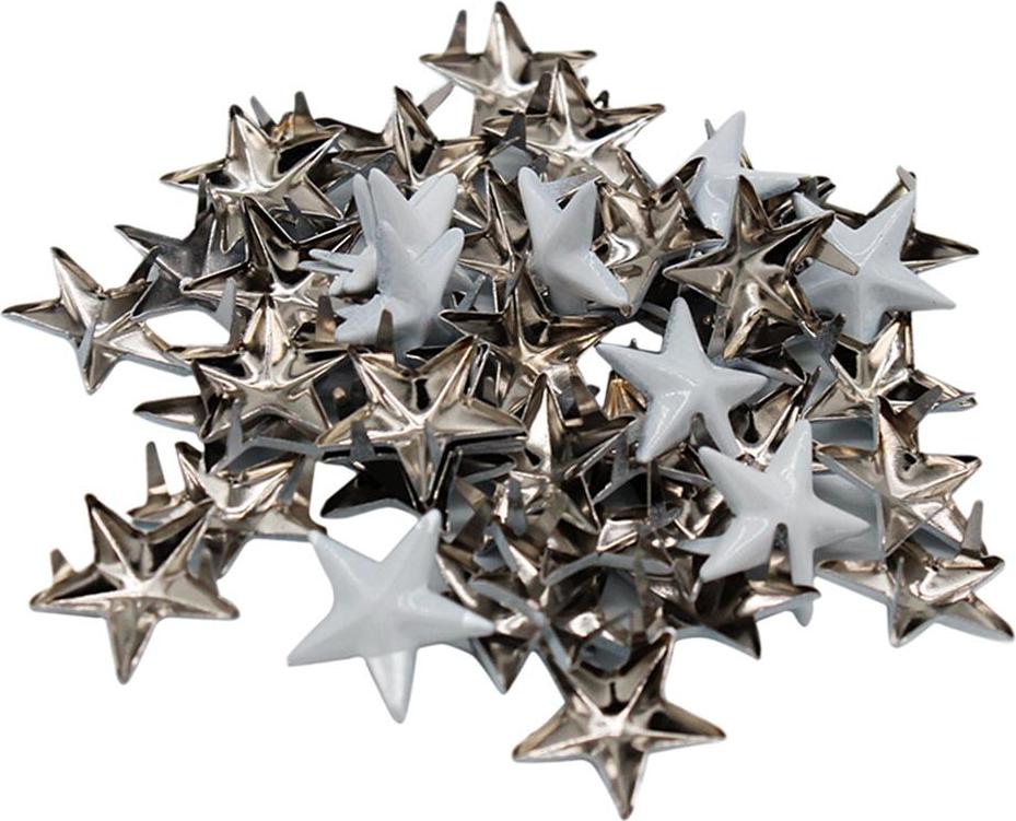 Bộ 50 Ngôi Sao Bạc Đính Đinh Tán Punk Leathercraft DIY Punk Móng Vuốt Đinh Tán 15 Mm