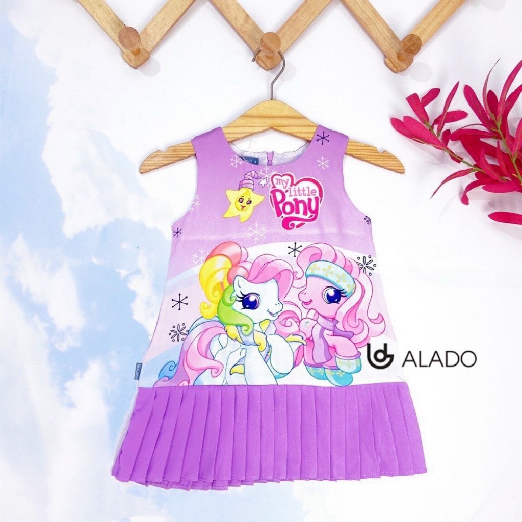 (Sỉ 3)Đầm Bé Gái  Size 8-24Kg, 9 Tháng Đến 6,5 Tuổi Công Chúa Ngựa Pony Tím