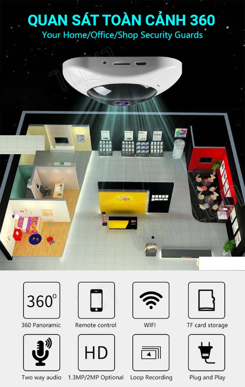 CAMERA WIFI ỐP TRẦN 360 MINI YOOSEE -HÀNG NHẬP KHẨU
