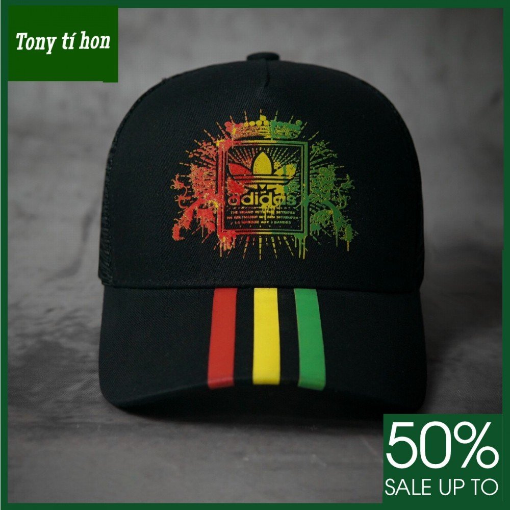 Tony tí hon_ Mũ nón kết lưỡi trai nam nữ ADD sọc 3 màu đỏ vàng xanh cao cấp, cá tính