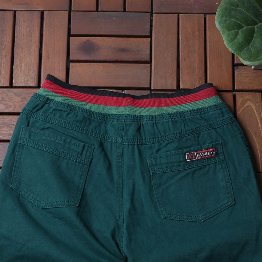 Quần short kaki nam xanh rêu lưng thun GN160 Gấu Nâu