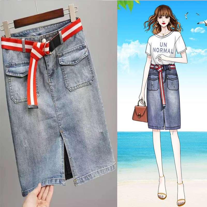 Chân váy jean suông Quảng Châu cho nữ CV139