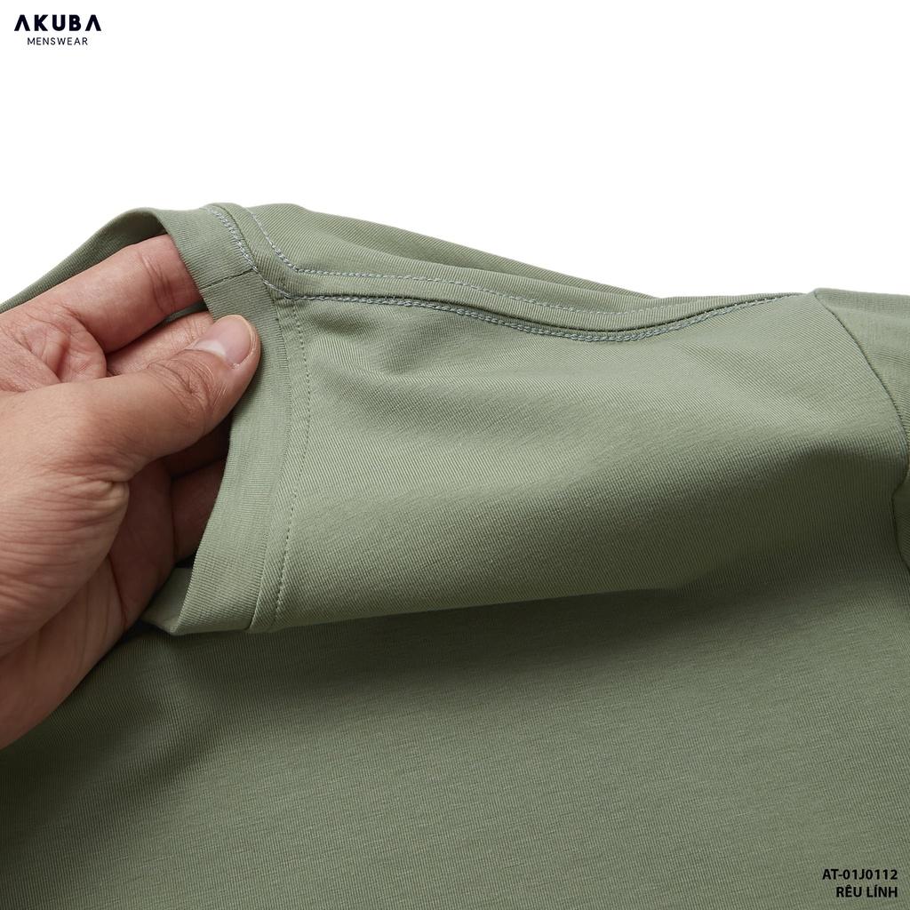 Áo thun nam tay dài AKUBA in họa tiet form regular chất liệu cotton không co rút 01J0112