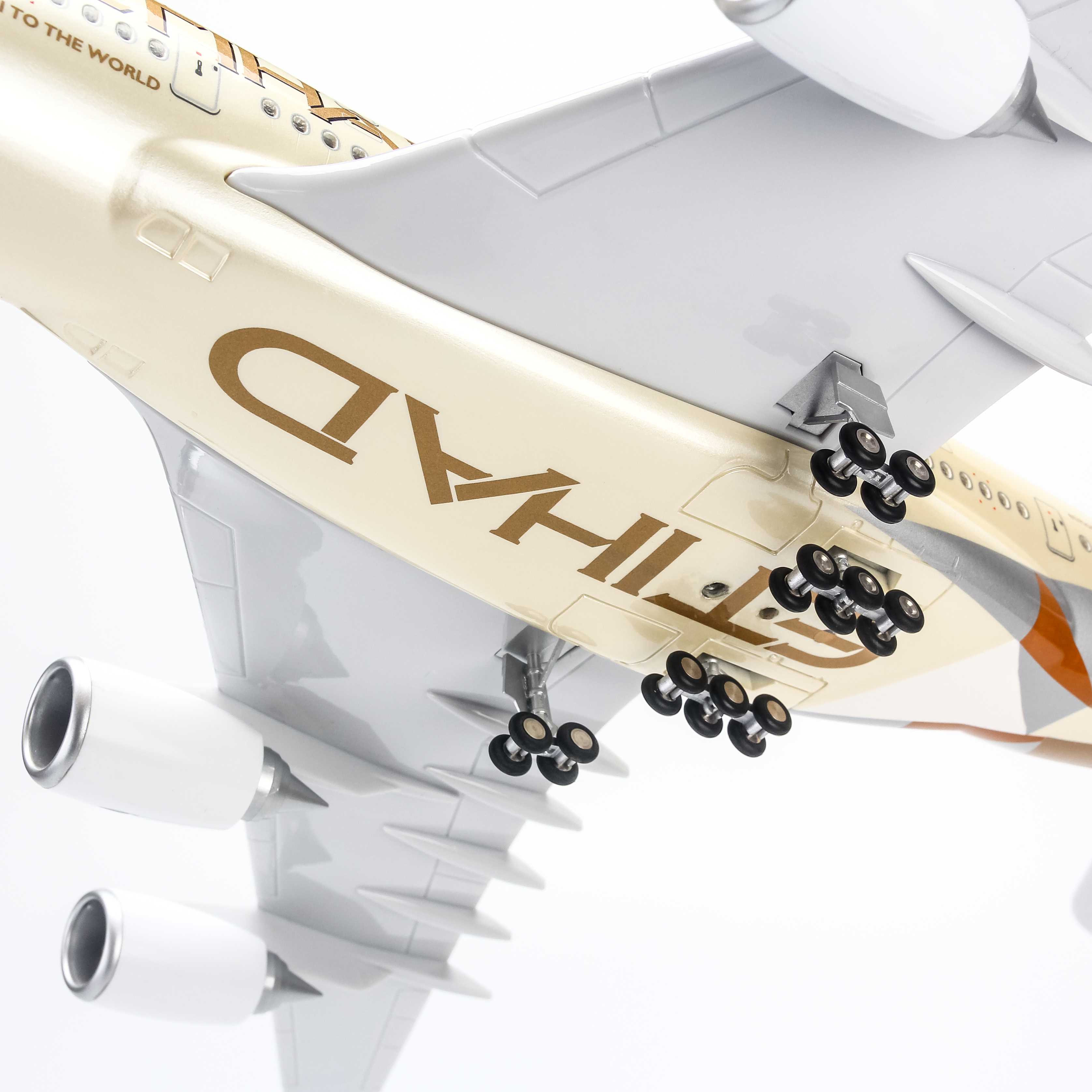 Mô hình máy bay Etihad Airways Airbus A380 lắp ráp có đèn 47cm MBMH46