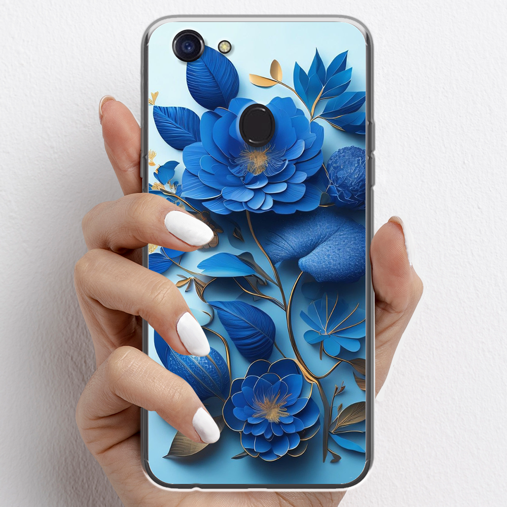 Ốp lưng cho Oppo F5 nhựa TPU mẫu Hoa xanh dương