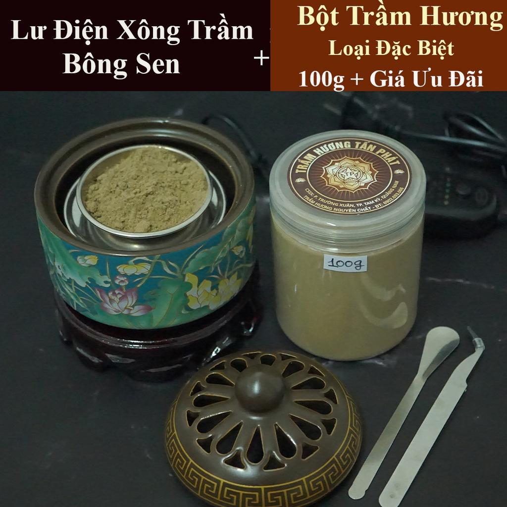Trầm Hương Bột + Lư Điện Xông Trầm - BÔNG SEN siêu đẹp