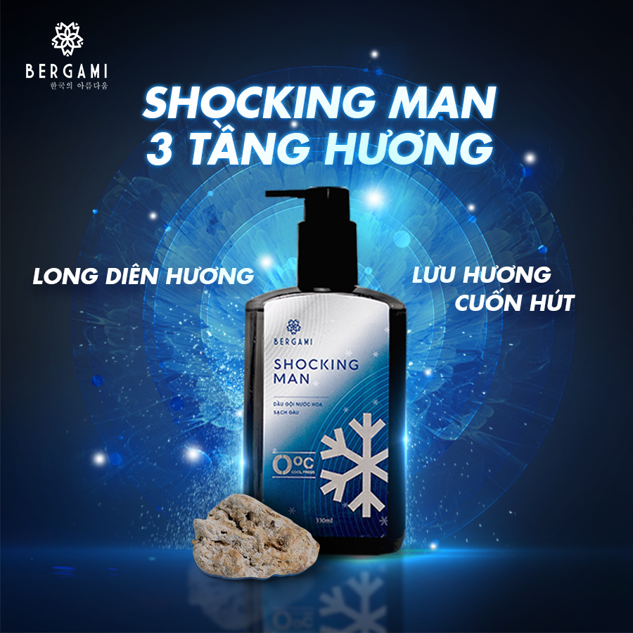 Dầu gội nam Bergami hương nước hoa Shocking Man - Hương nước hoa nam tính - Lịch lãm - Sạch gàu vượt trội