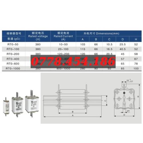 Cầu chì Zhengrong RT0-400 gL 250A, 300A, 400A 380V~50KA