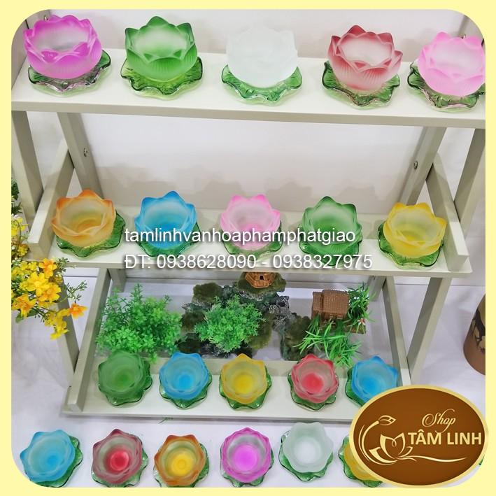 Đế Hoa Sen Lưu Ly _Nhiều Màu Để Đèn Cầy