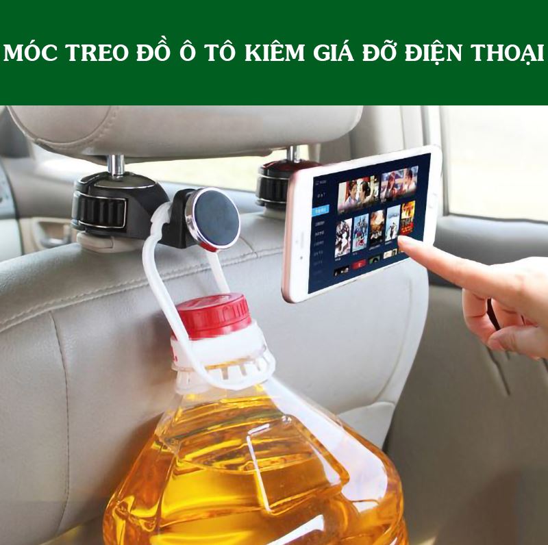 Giá Đỡ Điện Thoại Trên Xe Hơi Kiêm Móc Treo Đồ