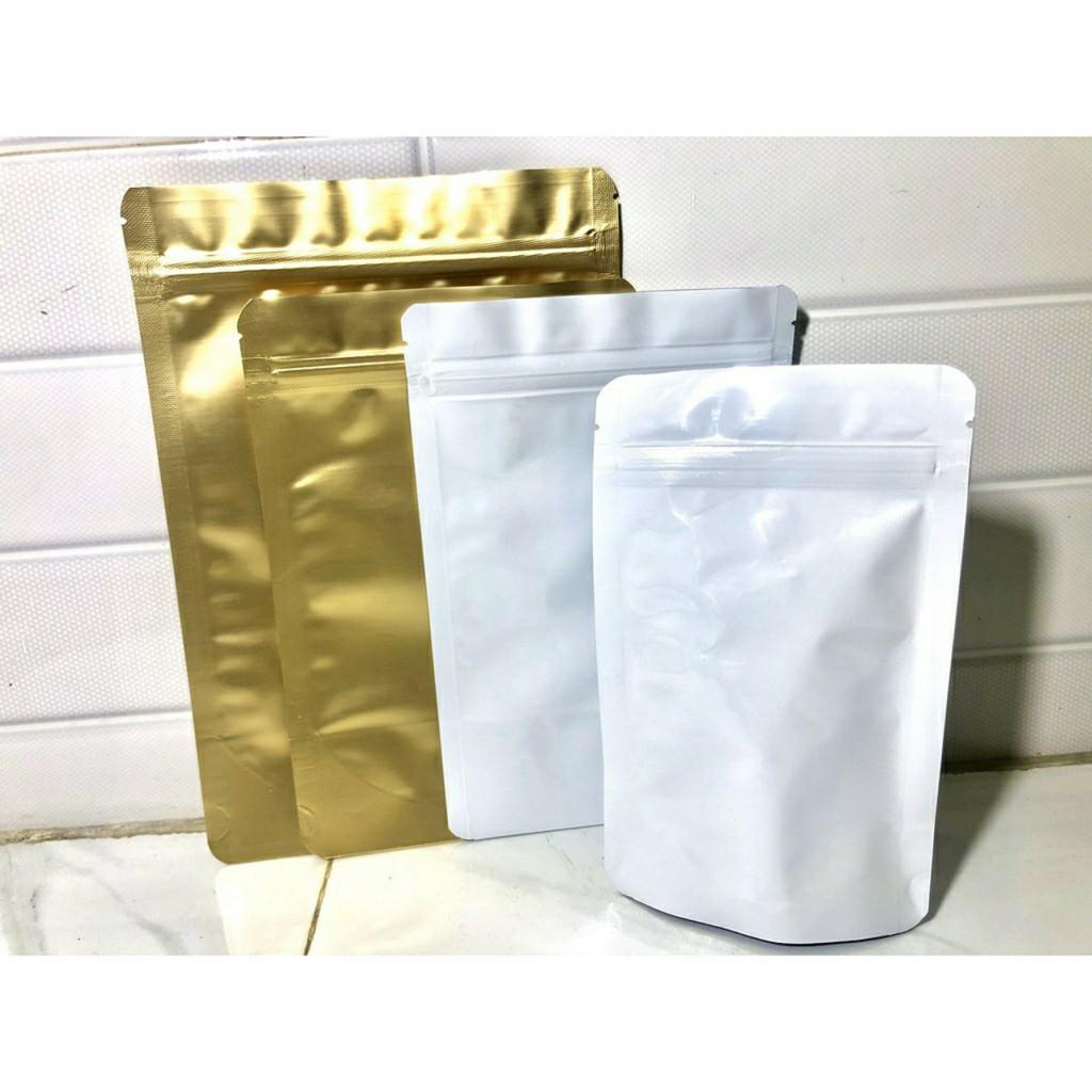 Túi zip màu trắng sữa túi zip đáy đứng 2 mặt trắng sữa cao cấp (túi zipper đáy đứng) 1kg