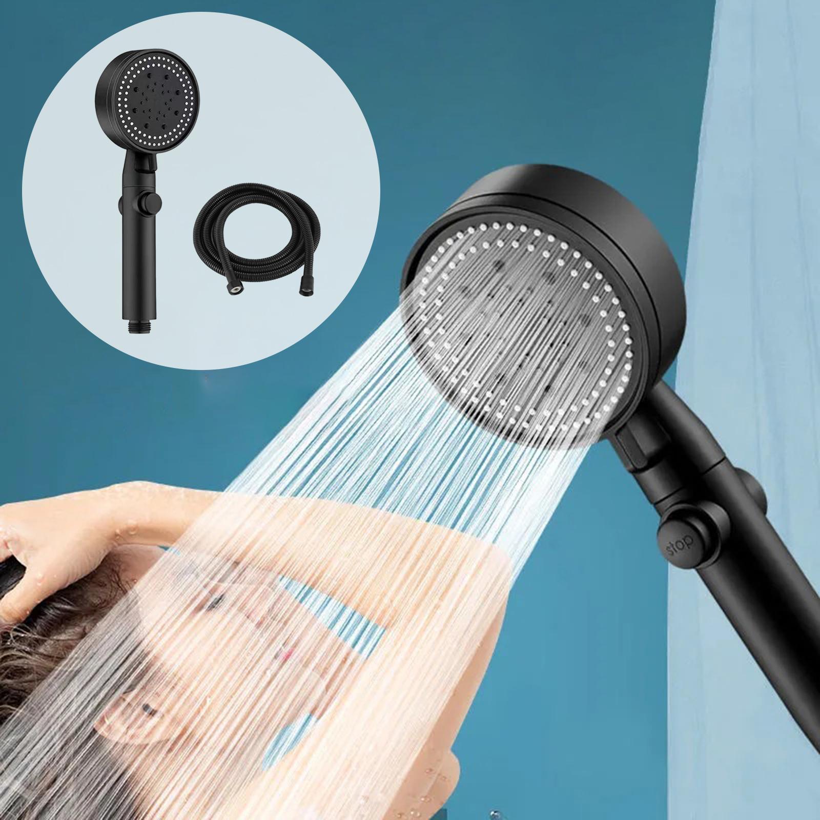 Round Shower Sprayer, High Pressure Adjustable Black for Bathroom Bath Water Outlet