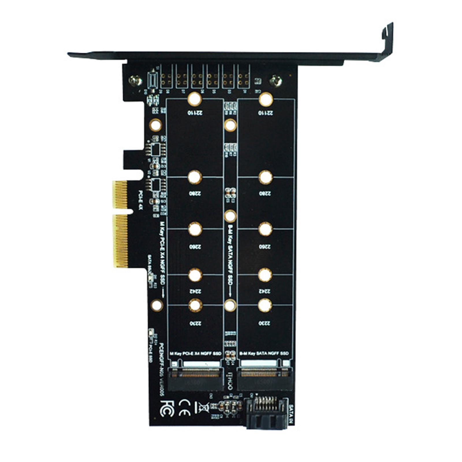 PCI E 4x to M.2 Key Dual Interface Card, PCI E 4x to M.2 Adapter Card, Durable PCI E 1x PCI E 4x B Key M Key M.2 to PCIe Adapter Card