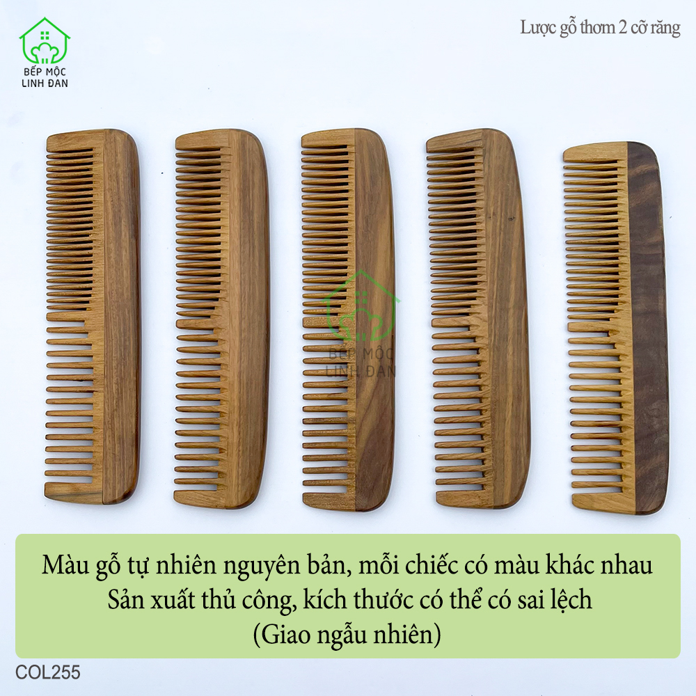 Lược Gỗ Thơm Ghép Răng Bằng Đầu (Size:M-16cm) 2 Loại Răng Tiện Dụng [COL255]