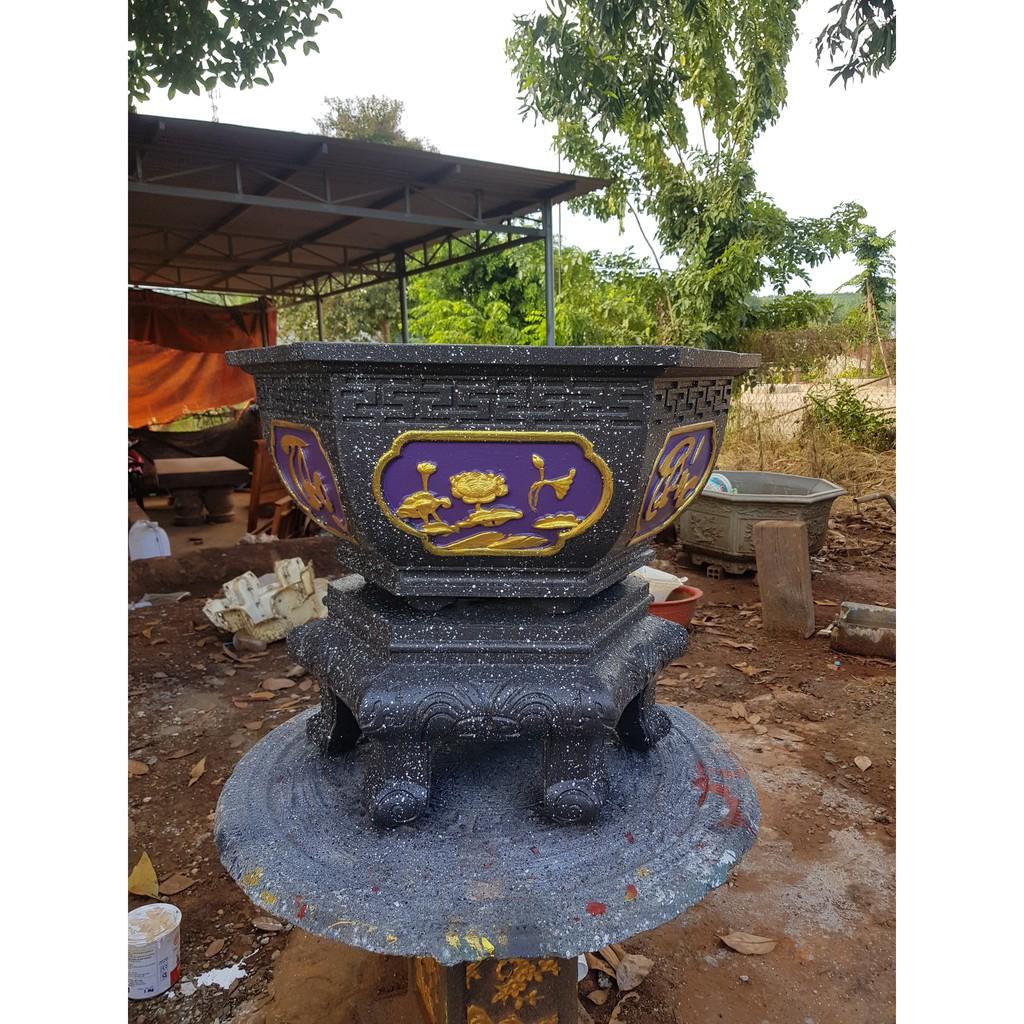 Khuôn chậu lục giác 65 phúc lộc thọ +sen