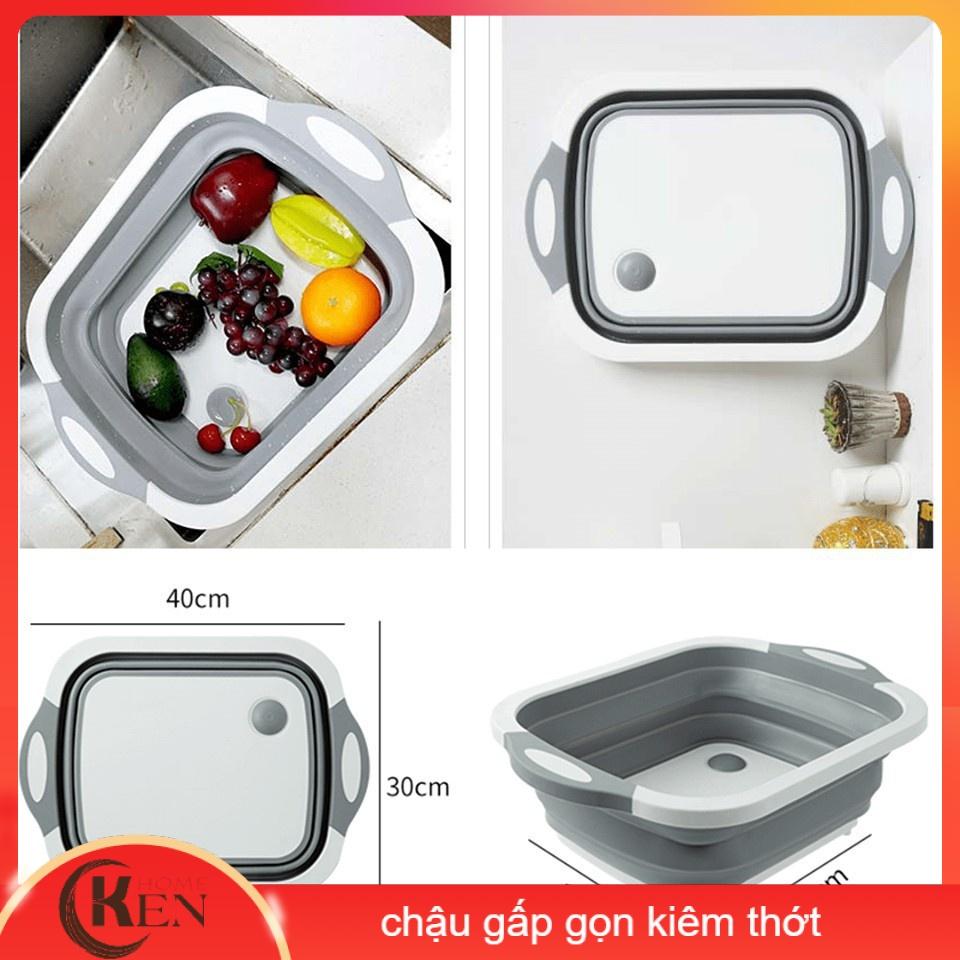 Chậu gấp gọn kiêm thớt và rổ đựng đa năng loại LỚN 3in1 Đa Năng Tiện Dụng 88011 shop siêu rẻ