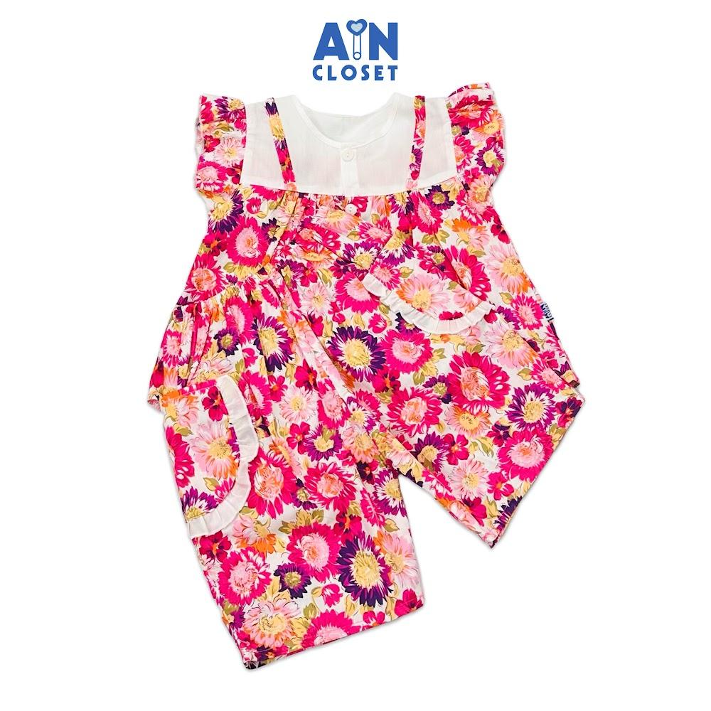 Bộ quần áo lửng bé gái họa tiết Cúc Đà Lạt cotton - AICDBGWBULGX - AIN Closet
