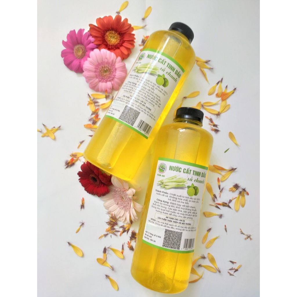 Nước Cất Tinh Dầu Sả Chanh 1000ML Giúp Lau Sàn Nhà, Khử Mùi, Đuổi Côn Trùng Tạo Hương Thơm Dễ Chịu