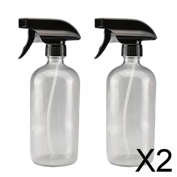 2x2pcs 250/500ml Boston Empty Amber/Blue Glass Spray Bottle Clear  500ml