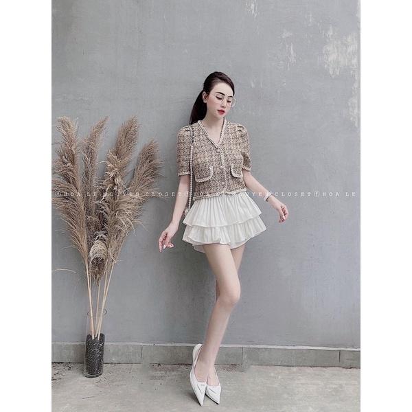 Áo Dạ Tweed Tay Cộc Viền Thừng, Áo Dạ Dáng Ngắn Siêu Xinh Có Ảnh Thật Kèm Video