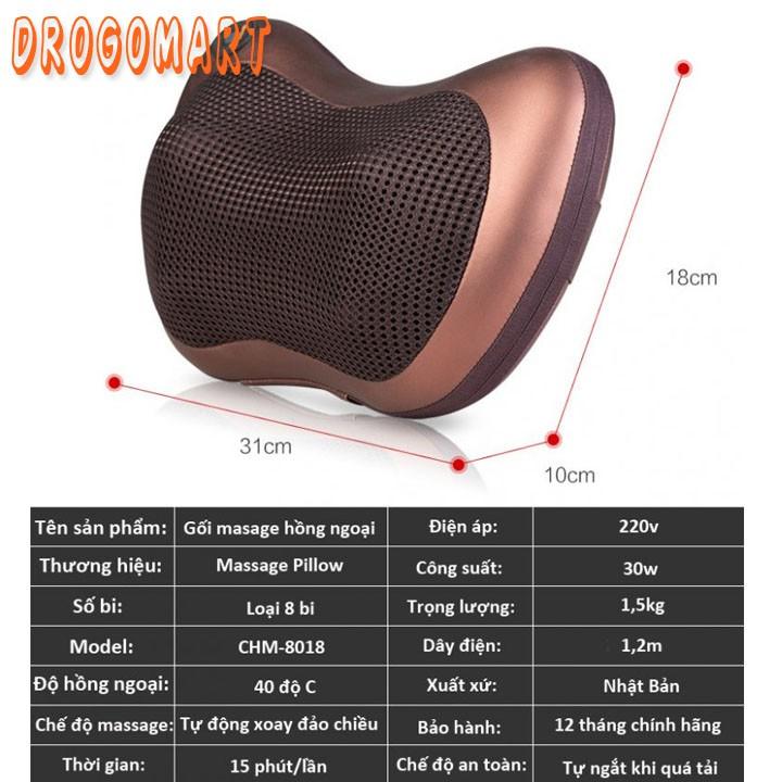 Gối Massage Hồng Ngoại 8 Bi, Massge Cổ Vai Gáy