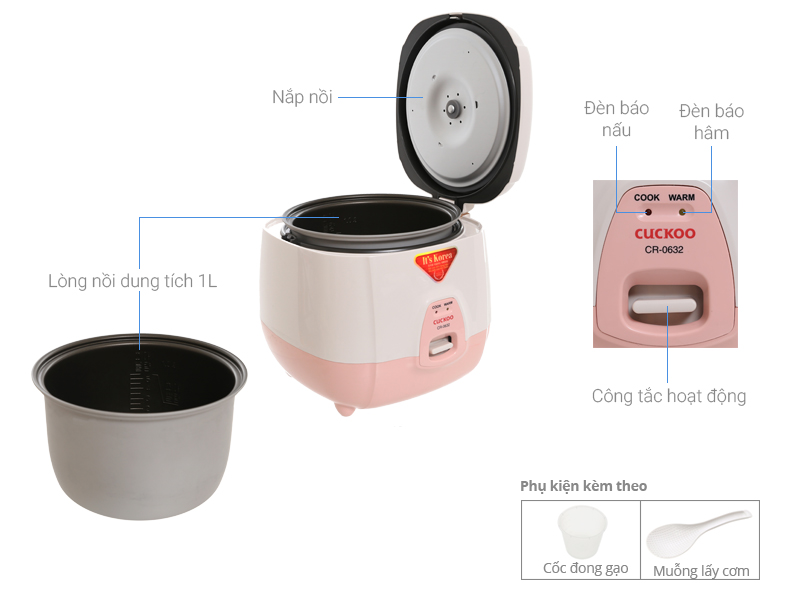 Nồi Cơm Điện Cuckoo CR-0632 (1L) - Hàng Chính Hãng